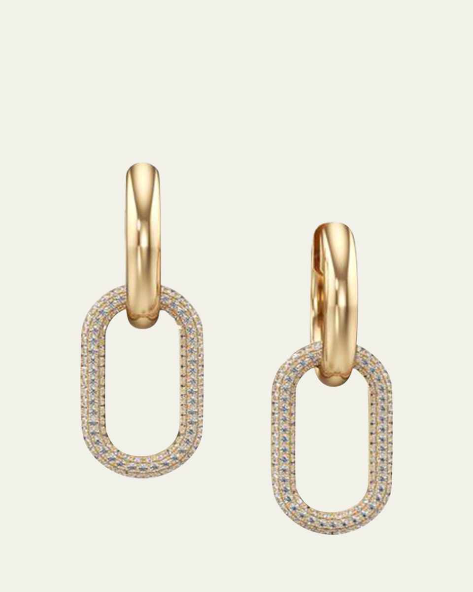 18K Gold and Diamond Pave Link Earrings